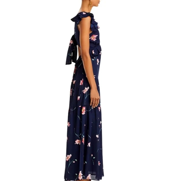 Aqua brand Floral Ruffle Navy Maxi Dress XXL - Picture 5 of 10